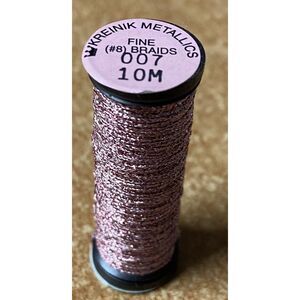 Kreinik #8 Fine Braid Metallic Thread - 10m - 007 Pink